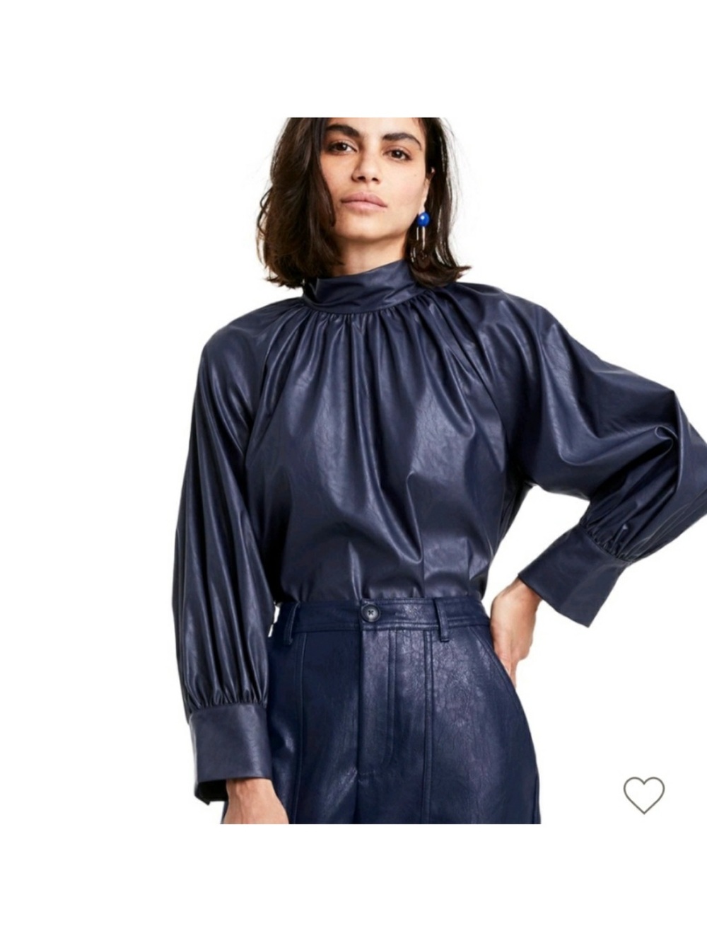 Rachel Comey target collection Navy Faux-Leather High-Neck Blouse - Women's Top
